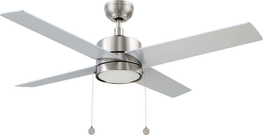 Carro USA CFP524E5-L12-SJ-1 52" 4-Blade Ceiling Fan with LED Light & Pull Chain - Fixture Finish: Brushed Nickel - Blade Finish: Silver