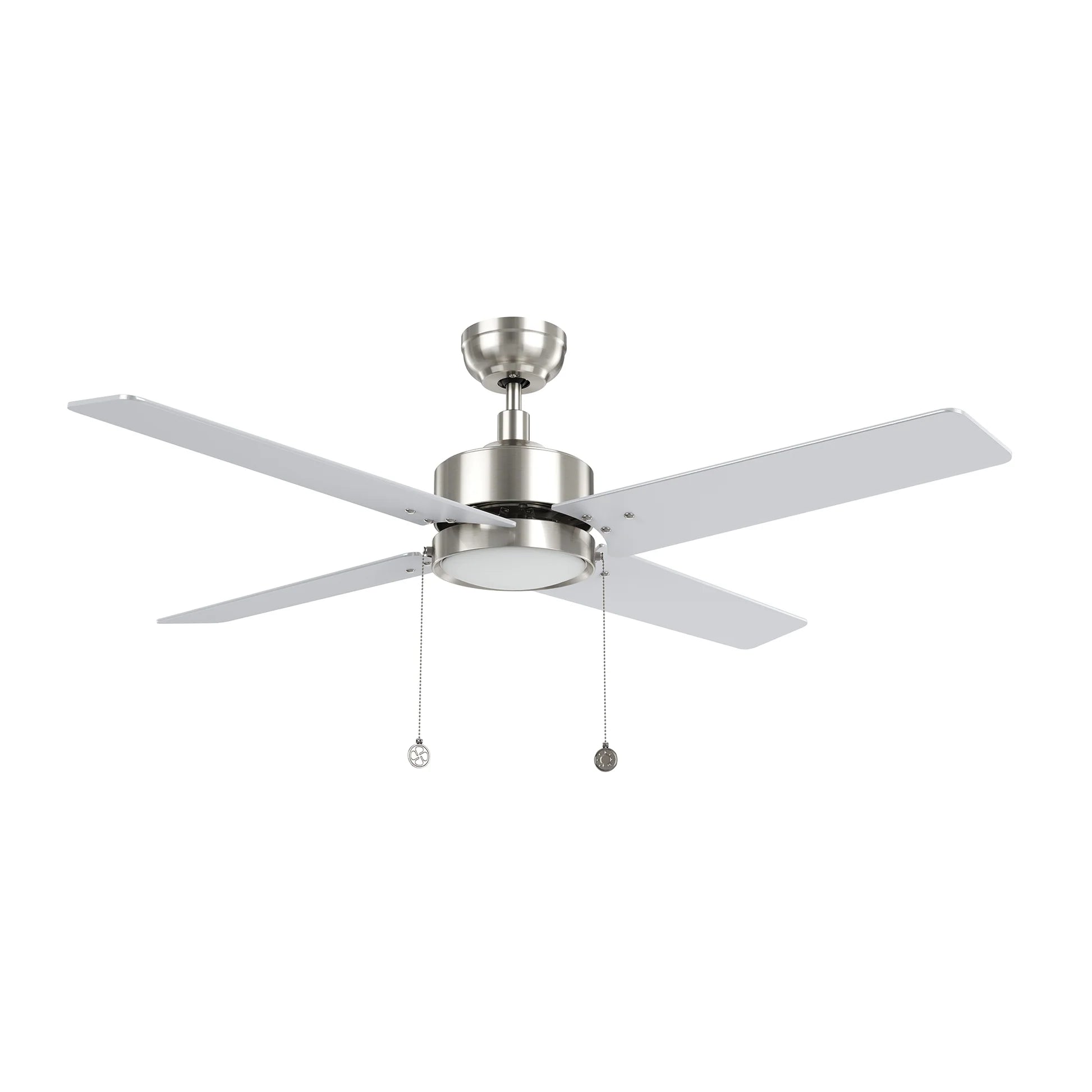 Carro USA CFP524E5-L31-SJ-1 52" VINK Ceiling Fan with LED Light And Pull Chain Control - Fixture Finish: Brushed Nickel - Blade Finish: Silver