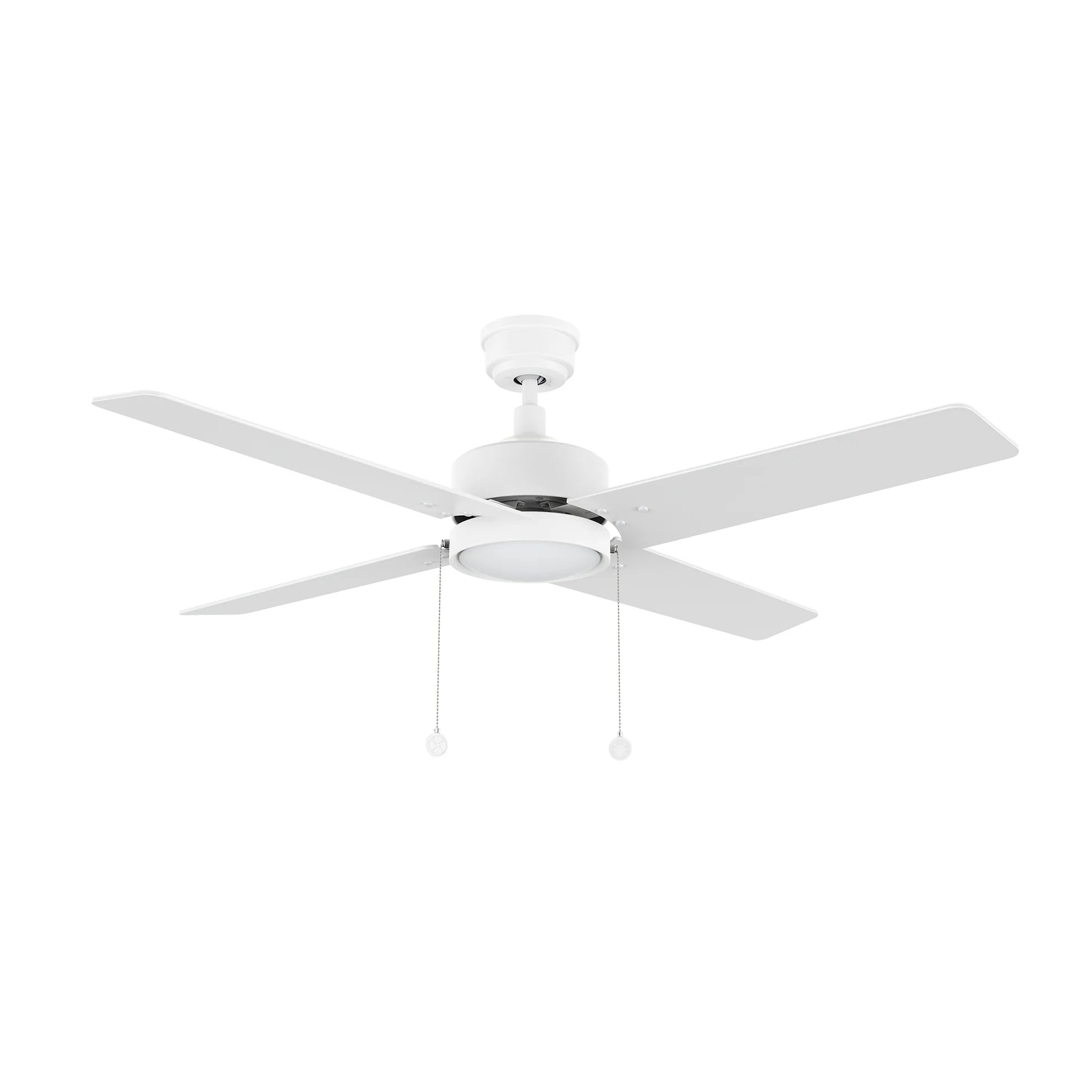 Carro USA CFP524E5-L31-W1-1 52" VINK Ceiling Fan with LED Light And Pull Chain Control - Fixture Finish: White - Blade Finish: White