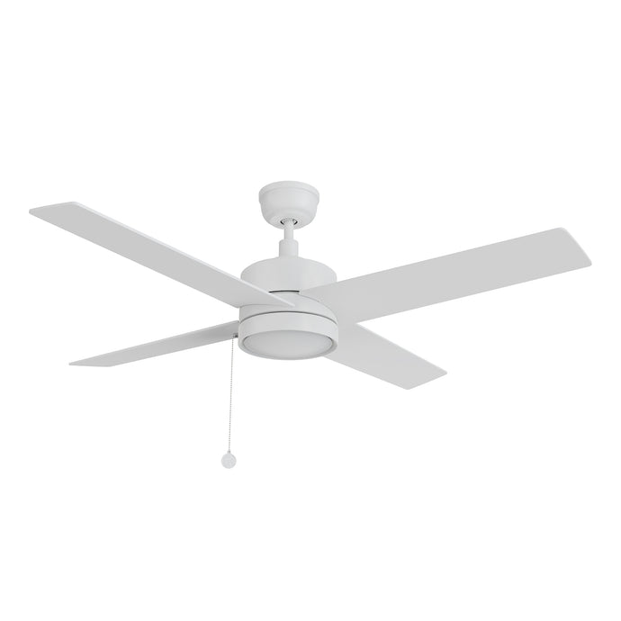 Carro USA CFP524E5-N10-W1-1 52" 4-Blade Ceiling Fan With No LED Light & Pull Chain - Fixture Finish: White - Blade Finish: White