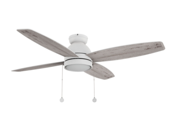 Carro USA CFP524Q5-L11-WP-1-FM 52" Greenwood Flush Mount 4-Blade Ceiling Fan with LED Light & Pull Chain, White Finish