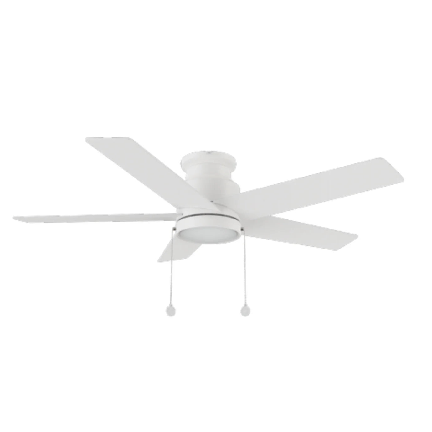 Carro USA CFP525E5-L11-W1-1-FM 52" 5-Blade Flush Mount Ceiling Fan with LED Light & Pull Chain - Fixture Finish: White - Blade Finish: White
