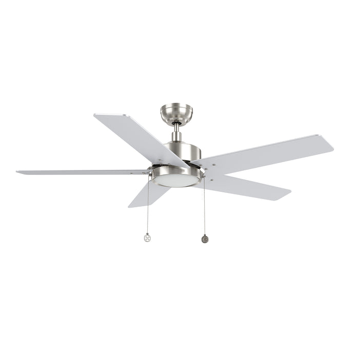 Carro USA CFP525E5-L31-SJ-1 52" Vink 5-Blade LED Ceiling Fan with Pull Chain - Fixture Finish: Brushed Nickel - Blade Finish: Silver