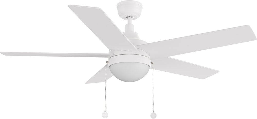 Carro USA CFP525E6-L11-W1-1 52" MALTA -Blade Ceiling Fan with LED Light & Pull Chain - Fixture Finish: White - Blade Finish: White