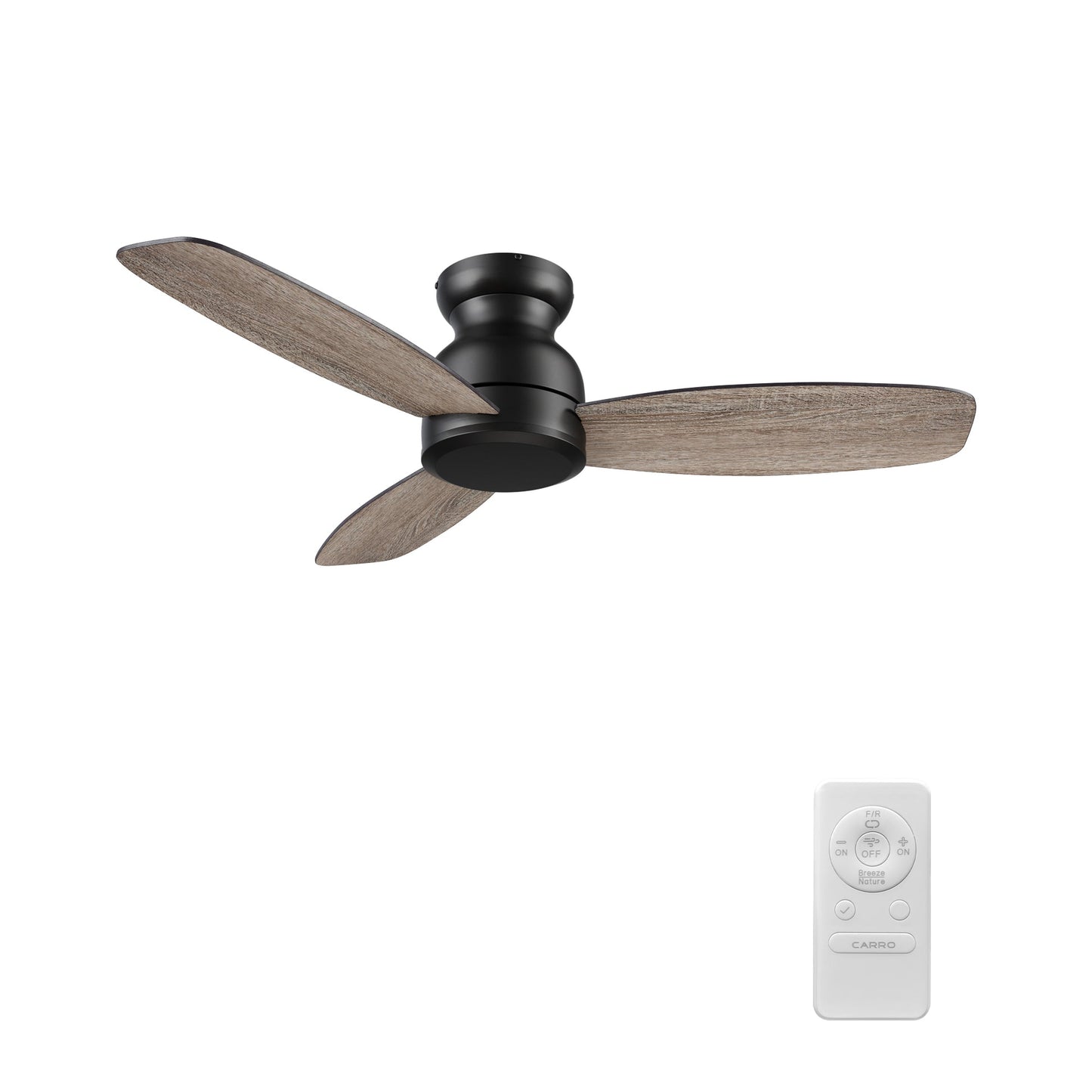 Carro USA CFR483Q-N10-BG-1-FM 48" Stanley 3-Blade Flush Mount Ceiling Fan - Fixture Finish: Black - Blade Finish: Barnwood