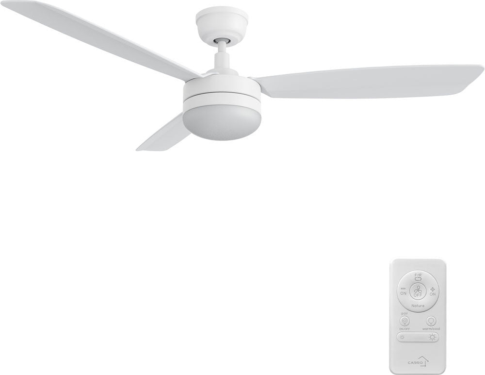 Carro USA CFR523F5-L12-W1-1 52" Vara 3-Blade LED Ceiling Fan - Fixture Finish: White - Blade Finish: White