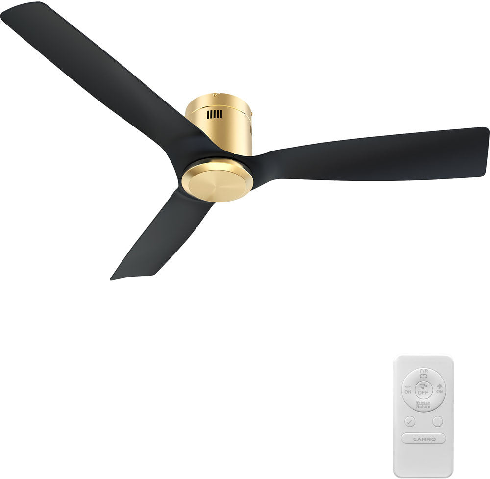 Carro USA CFR523P-N10-G2-1-FM 52" Skara Contemporary Home Ceiling Fan - Fixture Finish: Gold - Blade Finish: Black