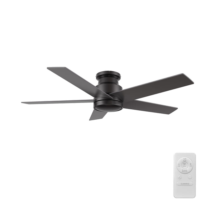 Carro USA CFR525E5-N10-B2-1-FM 52" Santana 5-Blade Flush Mount Home Ceiling Fan - Fixture Finish: Black - Blade Finish: Black