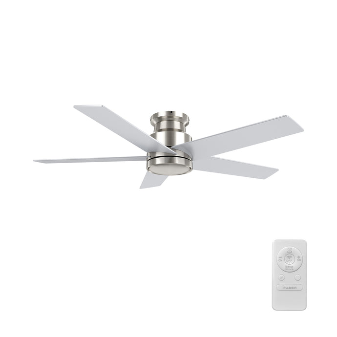 Carro USA CFR525E5-N10-SJ-1-FM 52" Santana 5-Blade Flush Mount Home Ceiling Fan - Fixture Finish: Brushed Nickel - Blade Finish: Silver