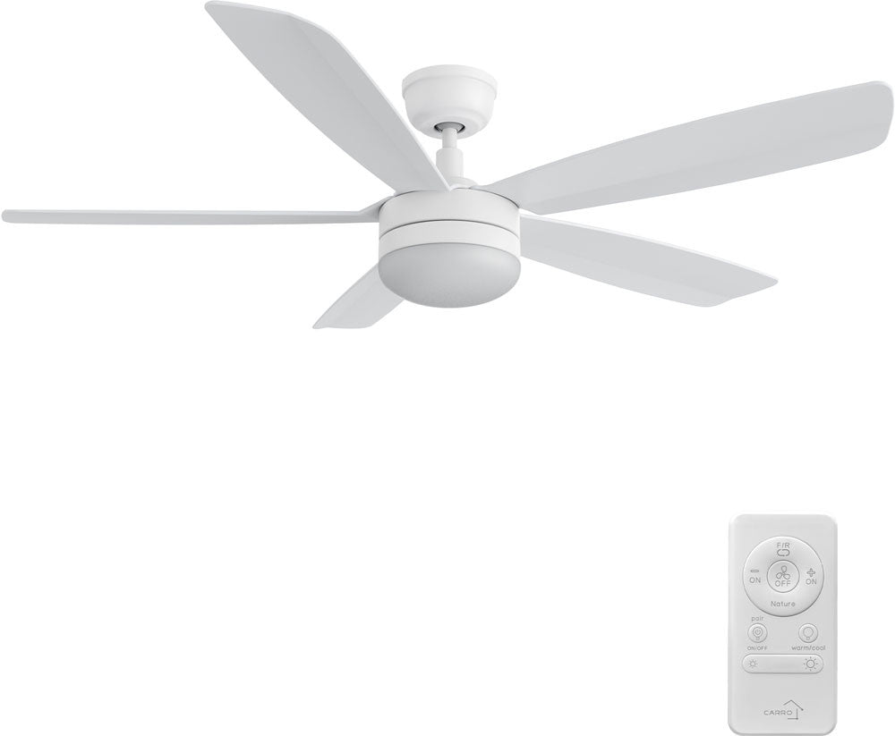Carro USA CFR525F5-L12-W1-1 52" Vara 3-Blade LED Ceiling Fan - Fixture Finish: White - Blade Finish: White