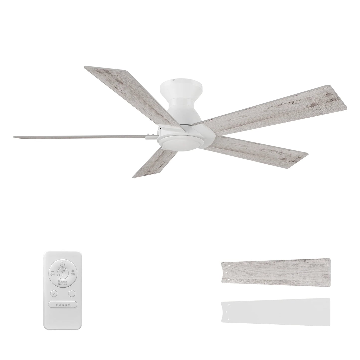 Carro USA CFR525J1-N10-WP-1-FM 52" Lurgan Ceiling Fan with Remote - Fixture Finish: White - Blade Finish: White & Whitewashed