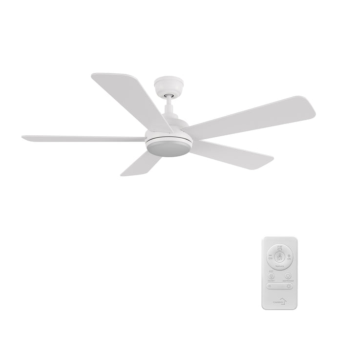 Carro USA CFR525Q9-L11-W1-1 52" Tryton 5-Blade Flush Mount LED Ceiling Fan - Fixture Finish: White - Blade Finish: White
