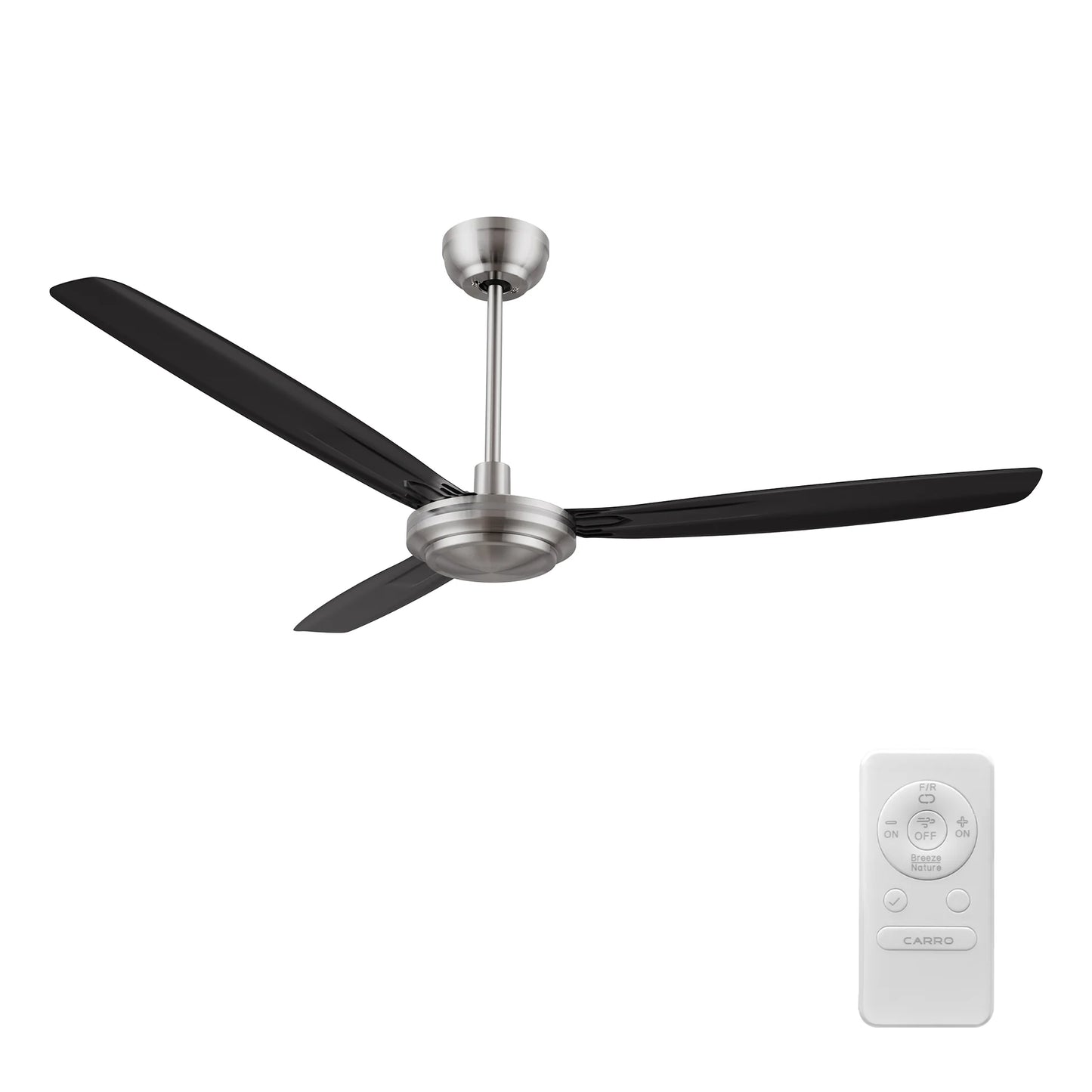 Carro USA CFR563Z1-N10-S2-1 56" Oberon Ceiling Fan with Remote - Fixture Finish: Brushed Nickel - Blade Finish: Black