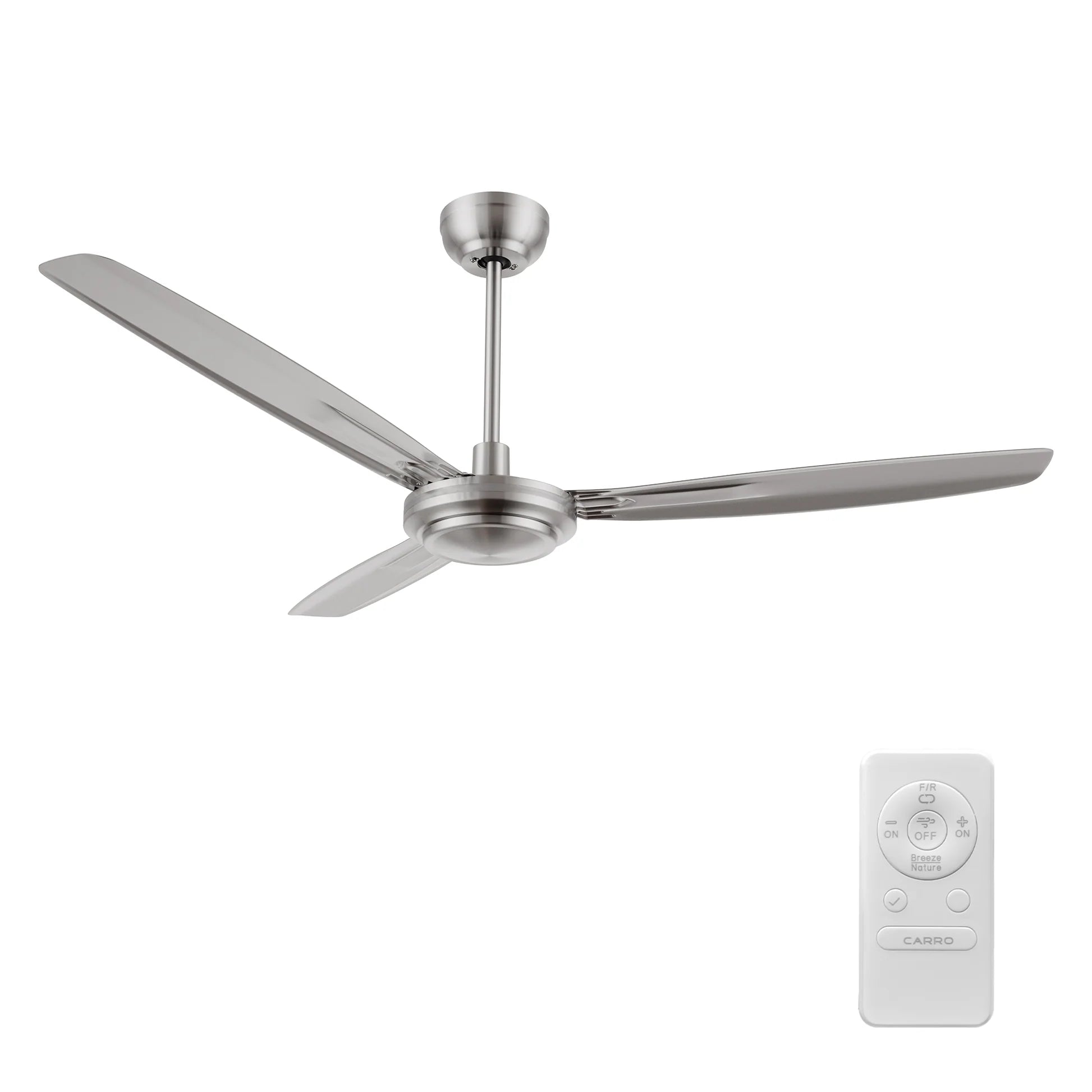 Carro USA CFR563Z1-N10-SJ-1 56" Oberon Ceiling Fan with Remote - Fixture Finish: Brushed Nickel - Blade Finish: Silver