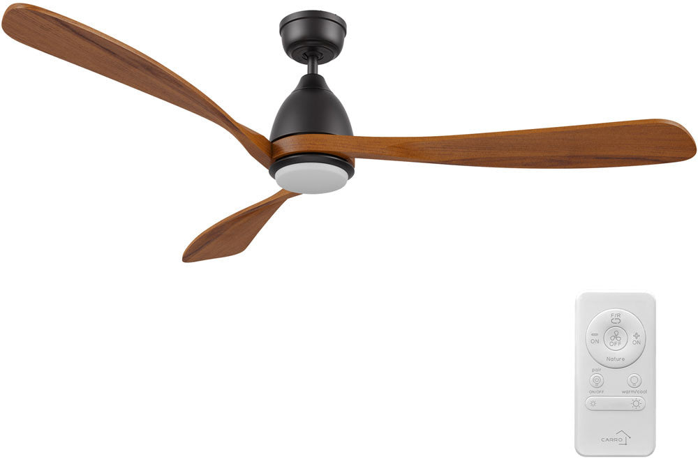 Carro USA CFR603K3-L11-BM2-1 60" Vienna 3-Blade LED Ceiling Fan - Fixture Finish: Black - Blade Finish: Walnut