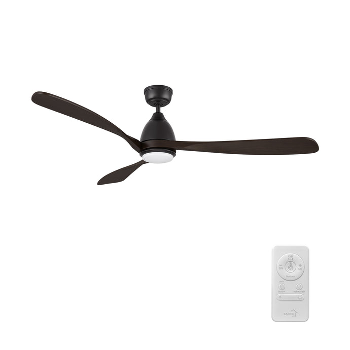 Carro USA CFR603K3-L11-BM4-1 60" Vienna 3-Blade LED Ceiling Fan - Fixture Finish: Black - Blade Finish: Brown