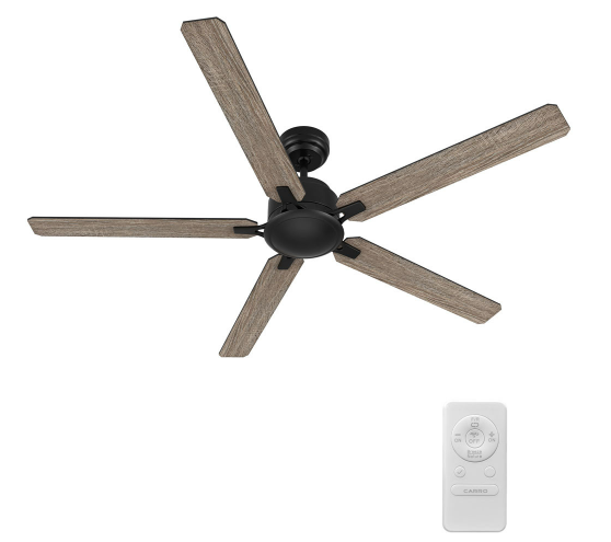 Carro USA CFR605J-N10-BG-1 Dunkirk Modern White 60" Ceiling Fan, Black/Walnut & Barnwood Finish