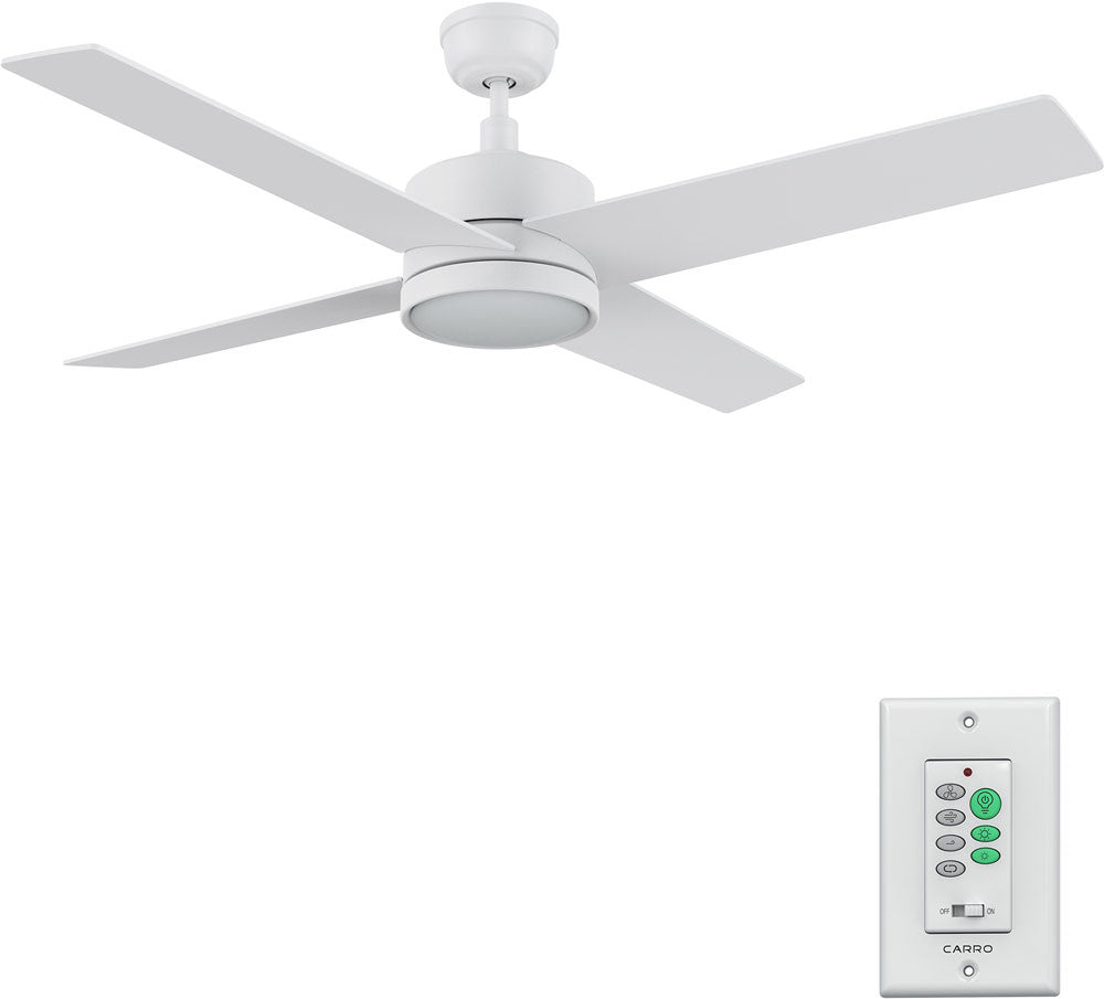 Carro USA CFW524E5-L12-W1-1 52" Santana Contemporary Home LED Ceiling Fan - Fixture Finish: White - Blade Finish: White