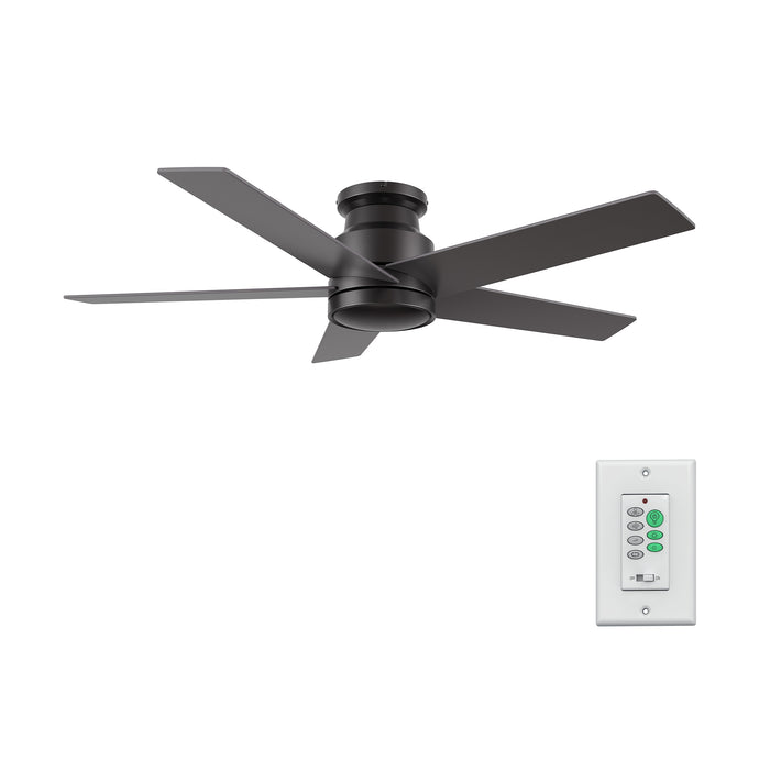 Carro USA CFW525E5-N10-B2-1-FM 52" Santana 5-Blade Flush Mount Home Ceiling Fan with Wall Control - Fixture Finish: Black - Blade Finish: Black