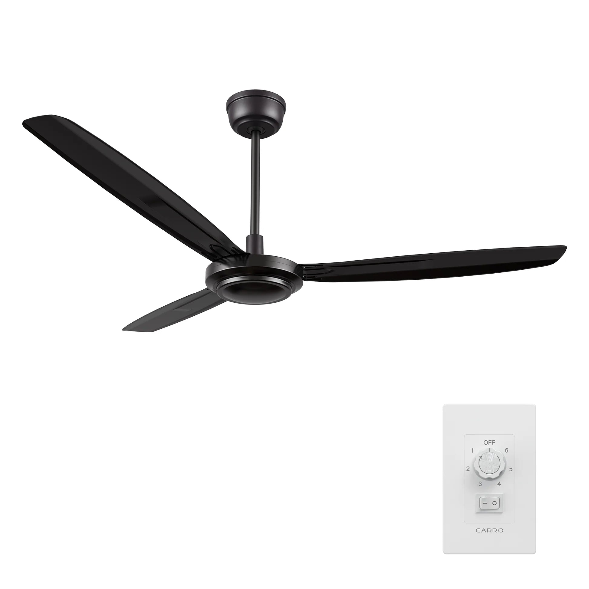 Carro USA CFW563Z1-N10-B2-1 56" Oberon Ceiling Fan with Wall Controll - Fixture Finish: Black - Blade Finish: Black
