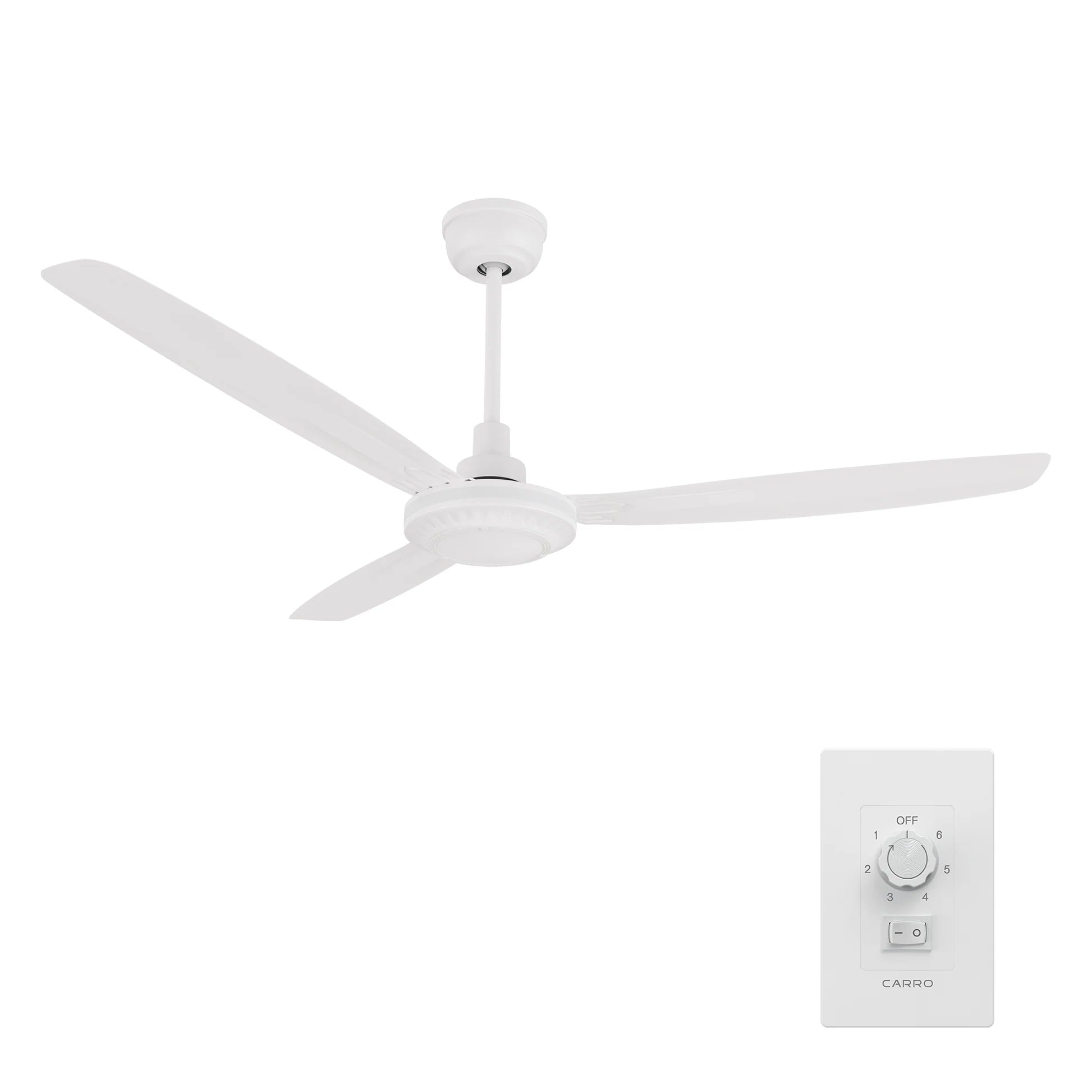 Carro USA CFW563Z2-N10-W1-1 56" Oberon Ceiling Fan with Wall Control - Fixture Finish: White - Blade Finish: White