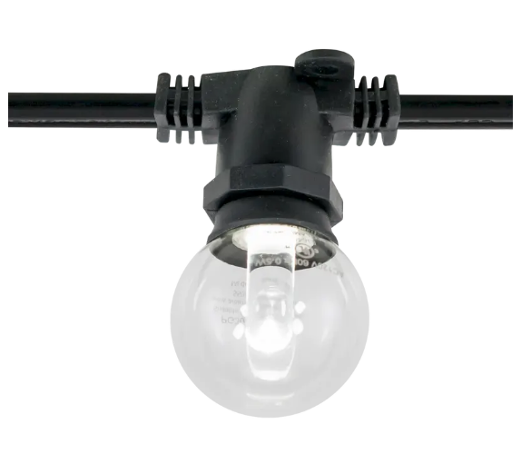 American Lighting CGLS-C-12-BK 330' Light String – Candelabra Base, 12" Socket Spacing, 16AWG SPT-2 Black Wire