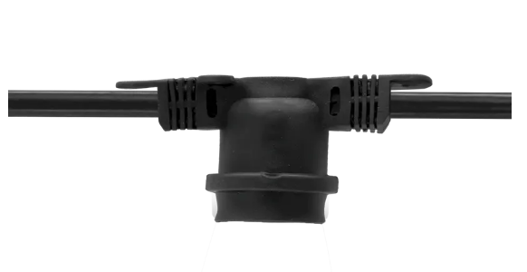 American Lighting CGLS-MNS-24-48-BK 48' CGL String – 24 Medium Base (E26) Non-Suspended Sockets, 24" Spacing, 14AWG SJTW Black Wire, 12" Lead & Tail, End-to-End Connectable
