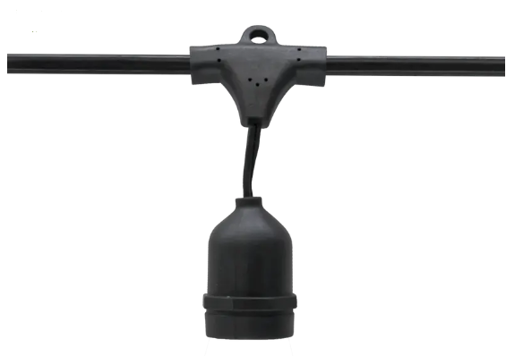 American Lighting CGLS-MS-24-48-BK 48' CGL String – 24 Medium Base (E26) Suspended Sockets, 24" Spacing, 14AWG SJTW Black Wire, 12" Lead & Tail, End-to-End Connectable