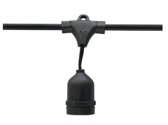 American Lighting CGLS-MS-24-BK 330' Light String – Medium Base, 2' Socket Spacing, Suspended Sockets, 14AWG SJTW Black Wire