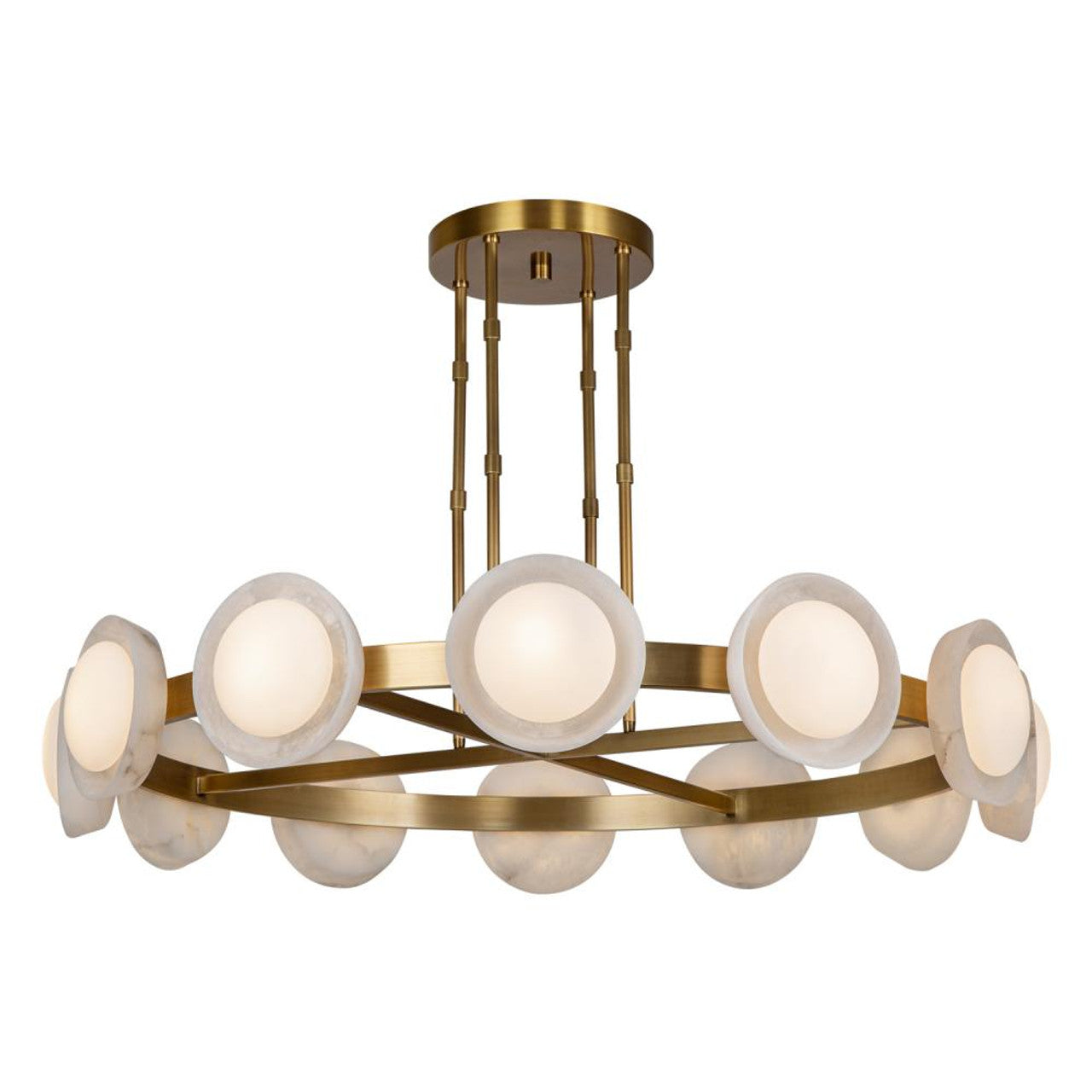 Alora Lighting CH320050VBAR-UNV Alonso 50-in Vintage Brass/Alabaster LED Chandeliers