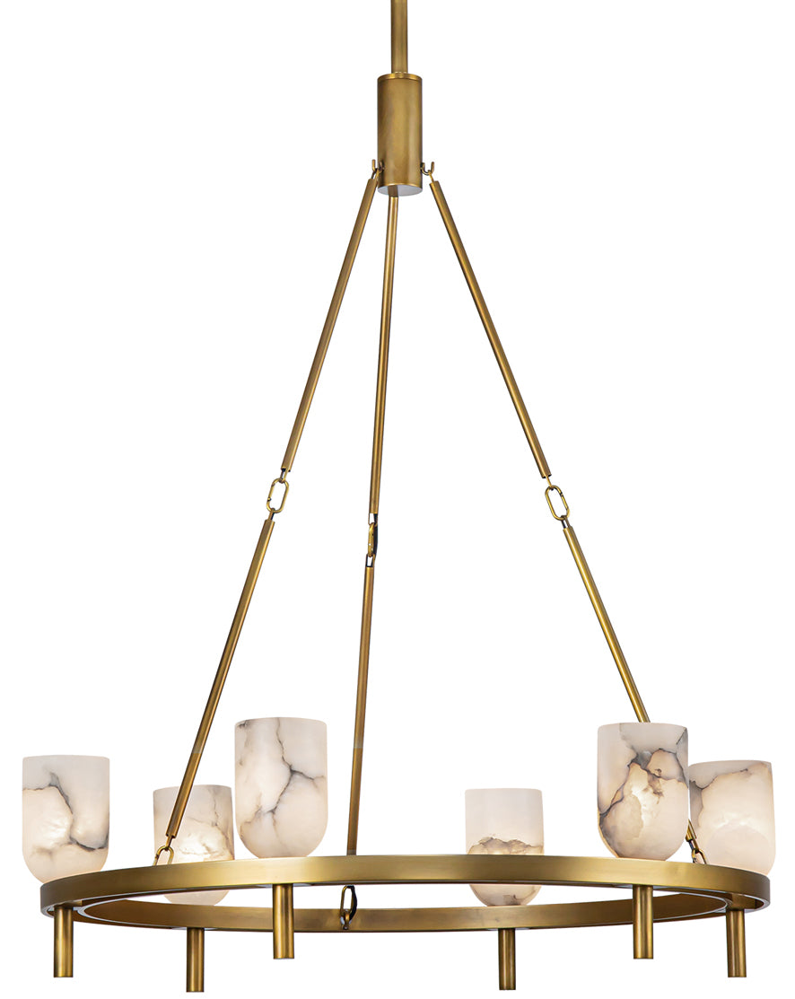 Alora Lighting CH338632VBAR Lucian 6 Light 31.5 inch Chandelier Ceiling Light in Vintage Brass and Alabaster