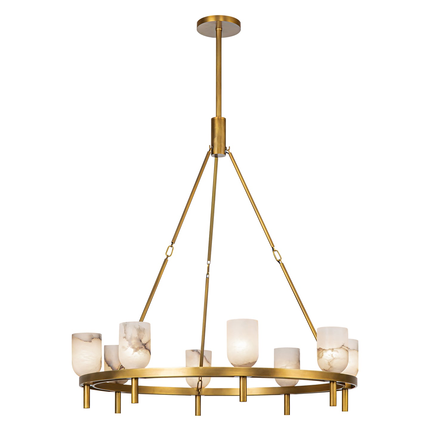 Alora Lighting CH338836VBAR Lucian 8 Light 36.13 inch Chandelier Ceiling Light in Vintage Brass and Alabaster