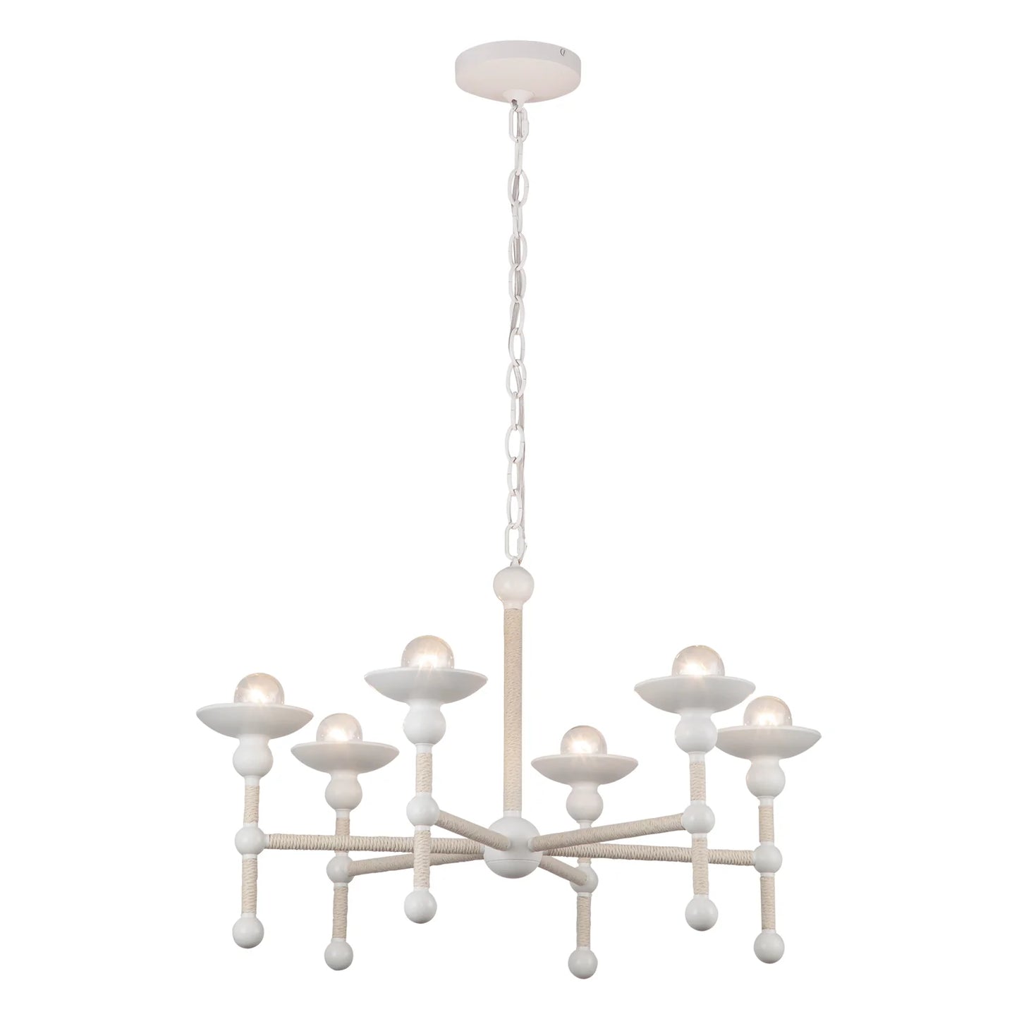 Alora Lighting CH343625MWCN Nadine 6 Light 25 inch Matte White and Cotton Chandelier Ceiling Light