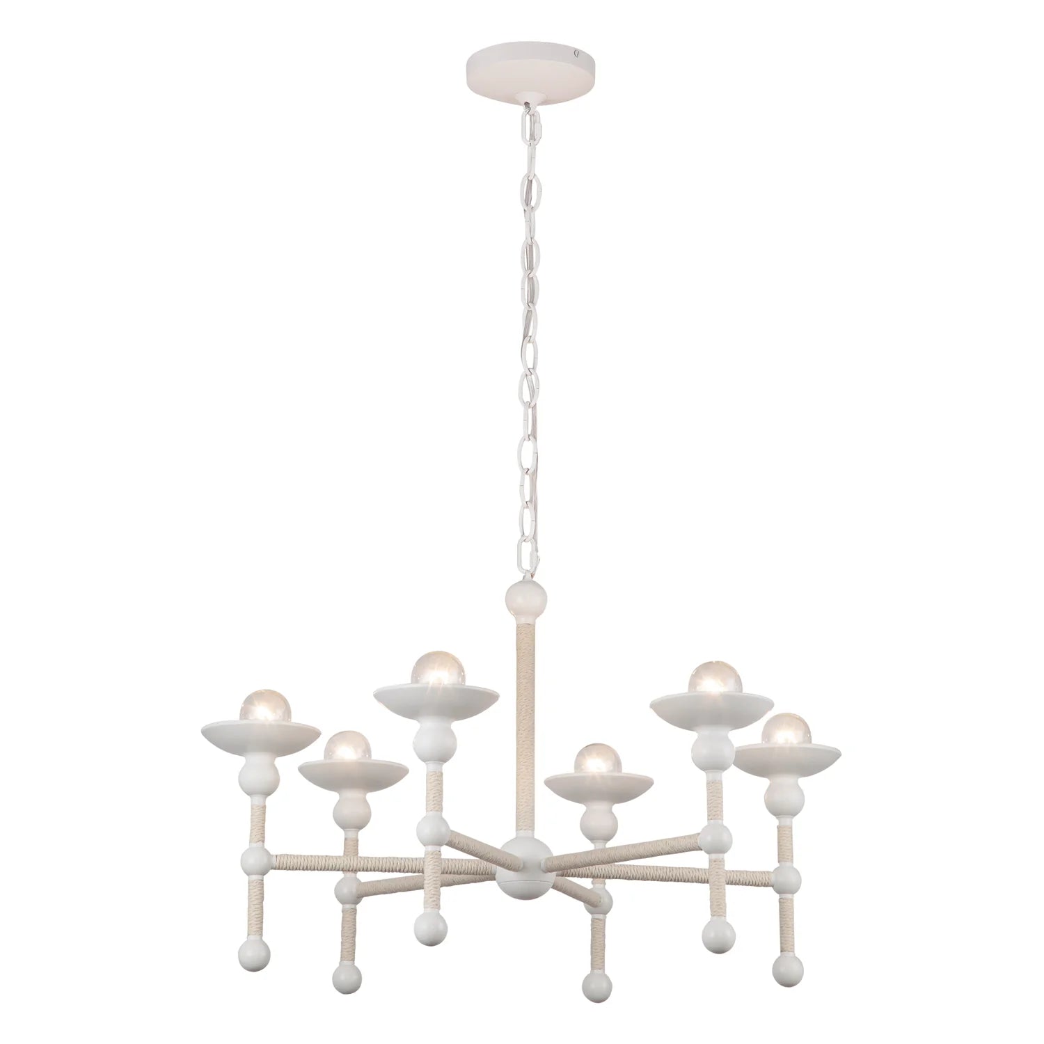 Alora Lighting CH343625MWCN Nadine 6 Light 25 inch Matte White and Cotton Chandelier Ceiling Light
