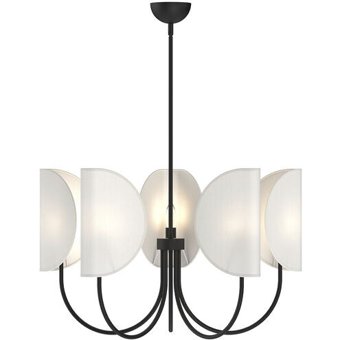 Alora Mood CH450732MBCW Seno 5 Light 32 inch Matte Black and White Cotton Fabric Chandelier Ceiling Light