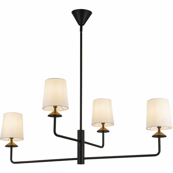 Alora Mood CH497445MBWL Bridgette Modern Matte Black / White Linen Chandelier Light
