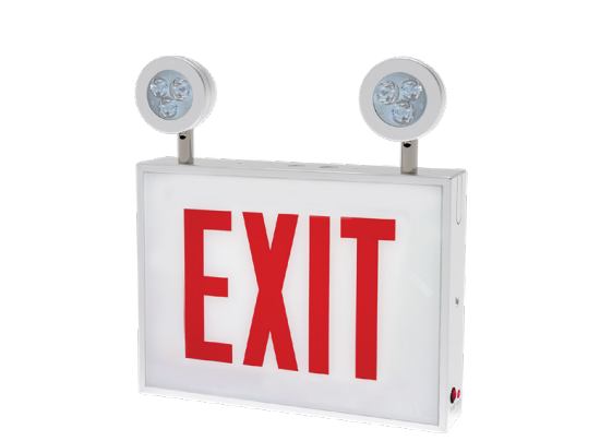 Westgate CHI-XT-2BE-1RW-EM Chicago LED Exit Sign with 2-Head Emergency Lighting Combo Unit