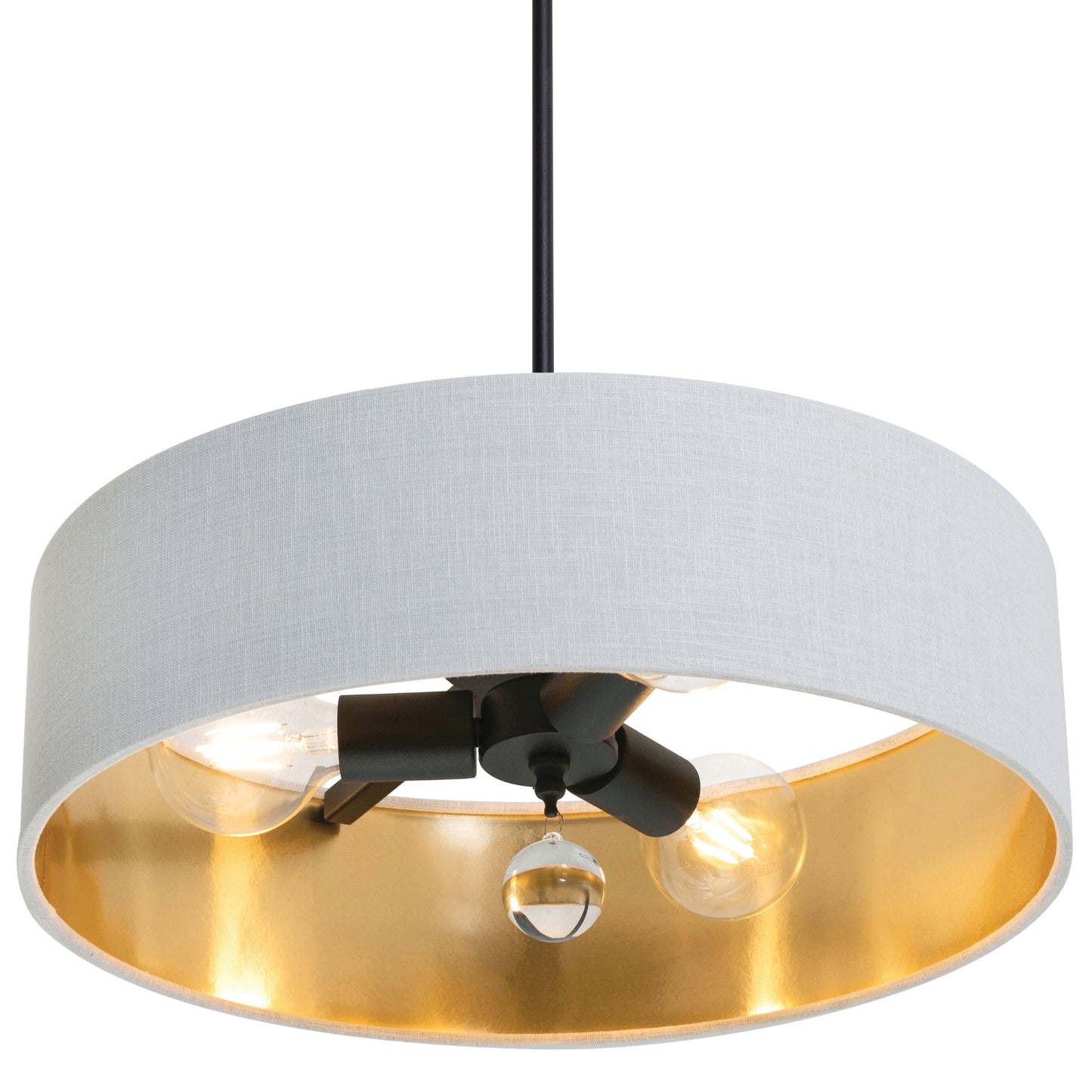 AFX Lighting CLNP18MBBK-WHGD Celine Pendant Light 18 Inch Medium Base Black Finish - White/Gold shade, 120V