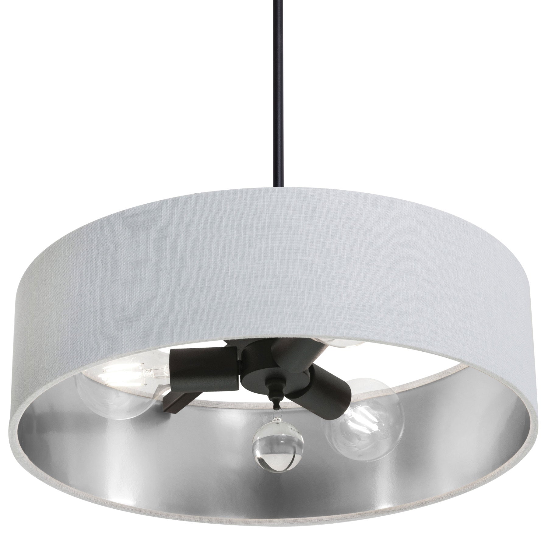 AFX Lighting CLNP18MBBK-WHSL Celine Pendant Light 18 Inch Medium Base Black Finish - White/Silver shade, 120V