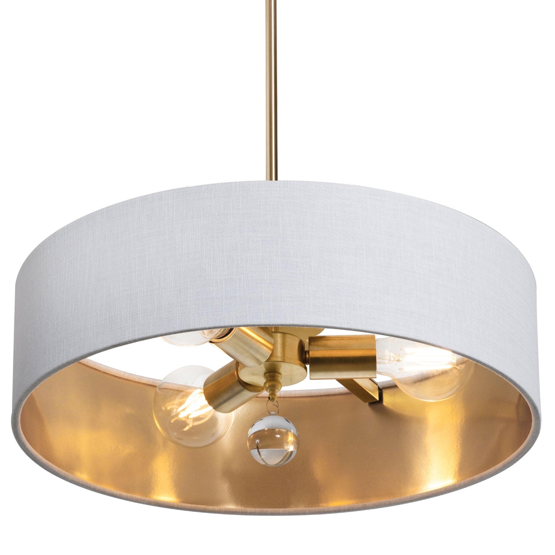 AFX Lighting CLNP18MBSB-WHGD Celine Pendant Light 18 Inch Medium Base Satin Brass Finish - White/Gold shade, 120V