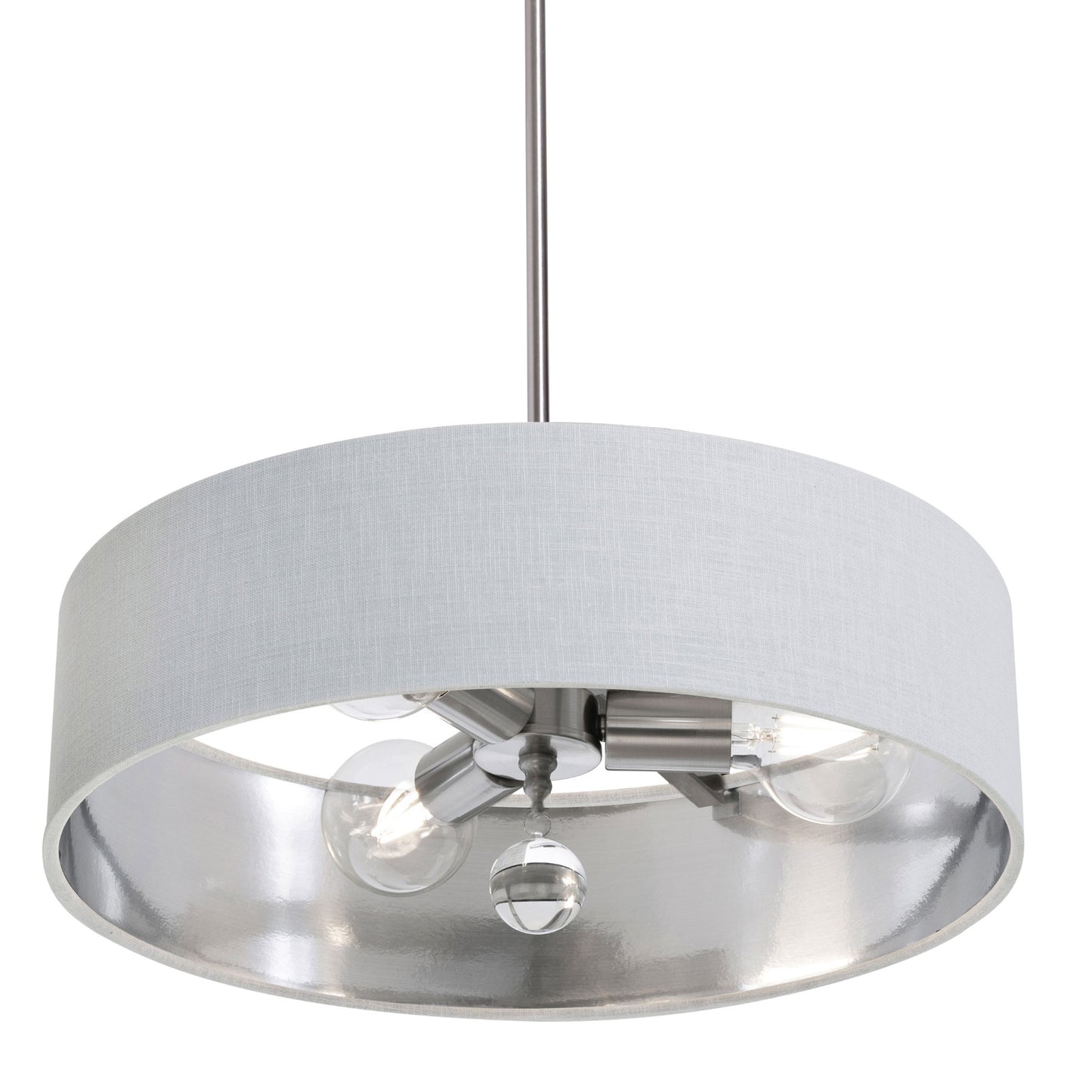 AFX Lighting CLNP18MBSN-WHSL Celine Pendant Light 18 Inch Medium Base Satin Nickel Finish - White/Silver shade, 120V