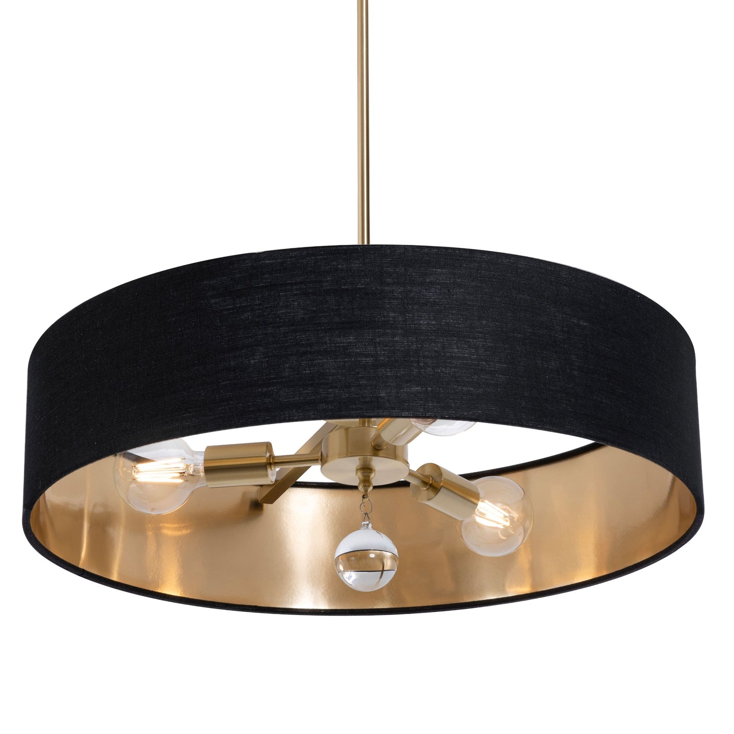 AFX Lighting CLNP24MBSB-BKGD Celine Pendant Light 24 Inch Medium Base Satin Brass Finish - Black/Gold shade, 120V