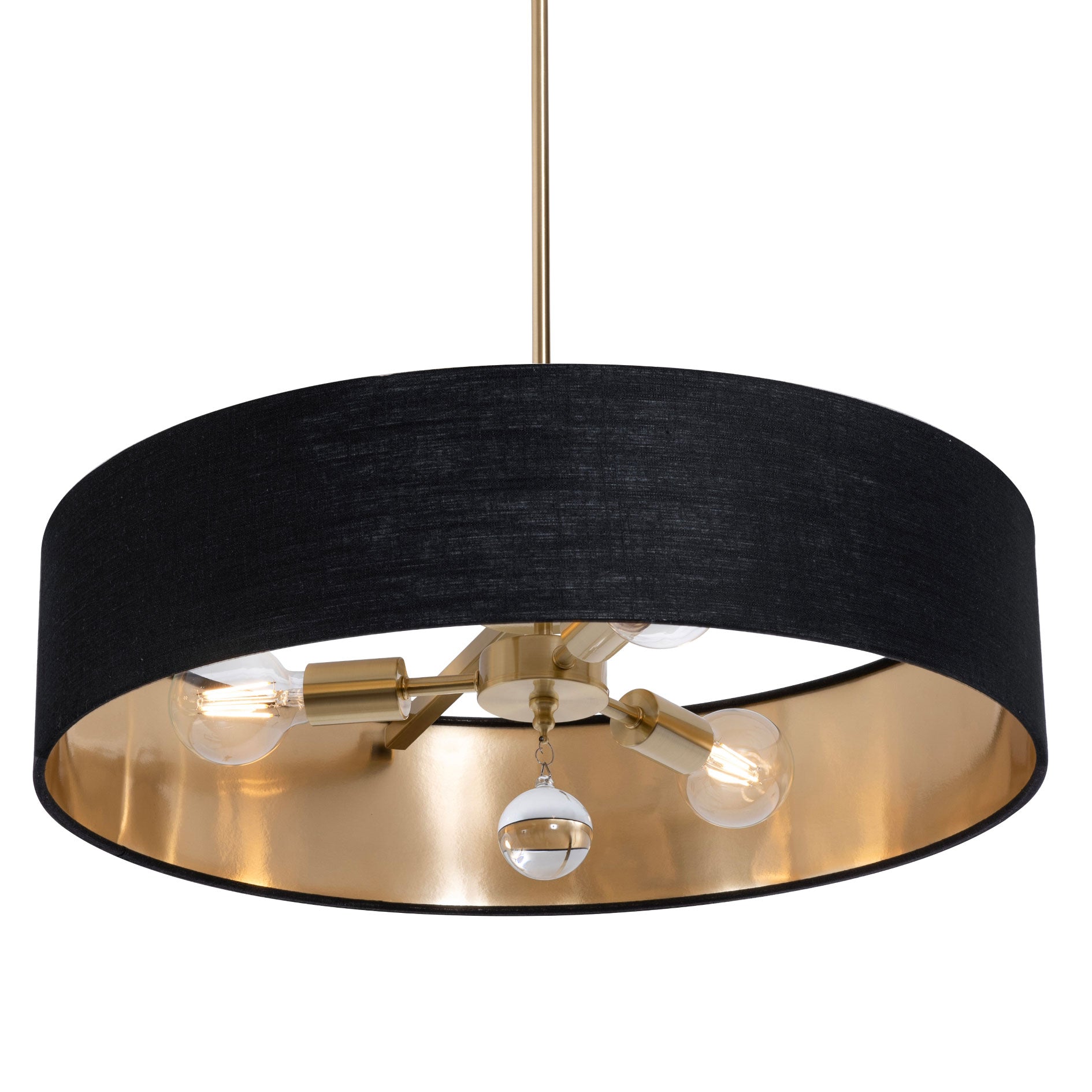 AFX Lighting CLNP24MBSB-BKGD Celine Pendant Light 24 Inch Medium Base Satin Brass Finish - Black/Gold shade, 120V