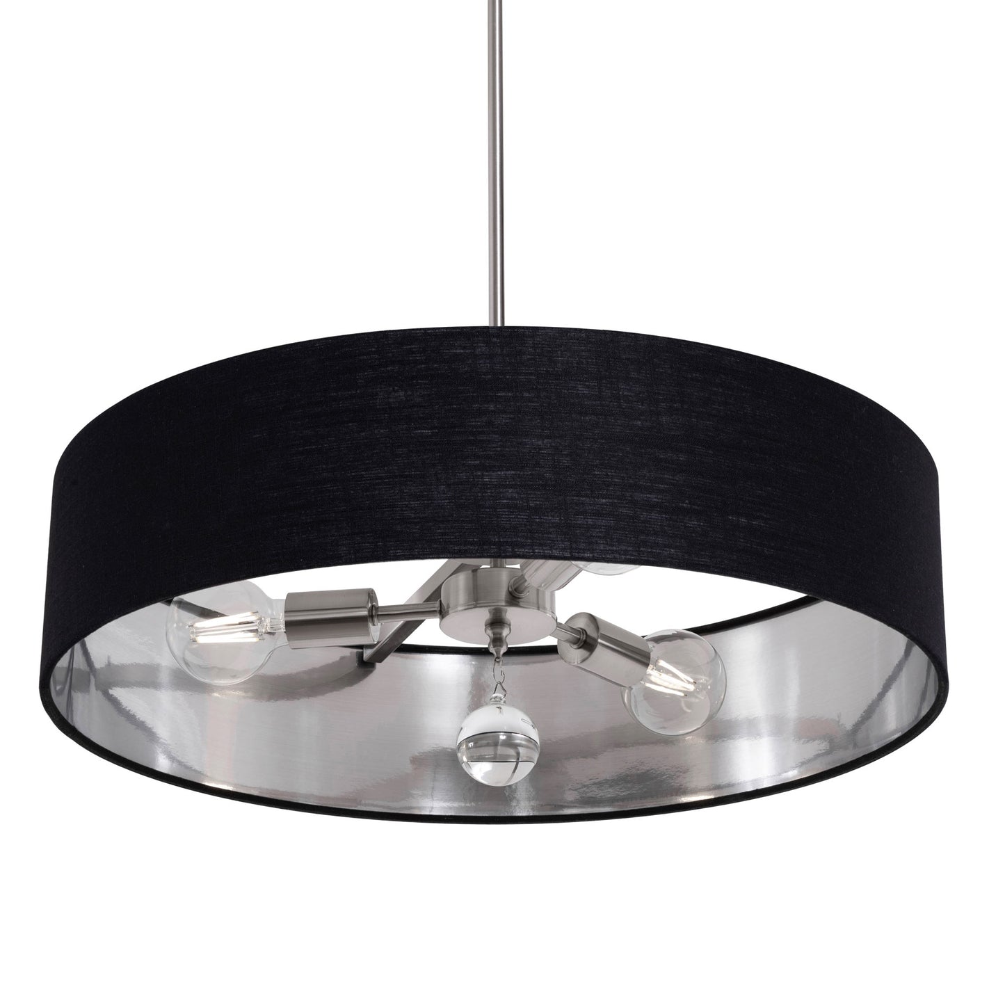 AFX Lighting CLNP24MBSN-BKSL Celine Pendant Light 24 Inch Medium Base Satin Nickel Finish - Black/Silver shade, 120V