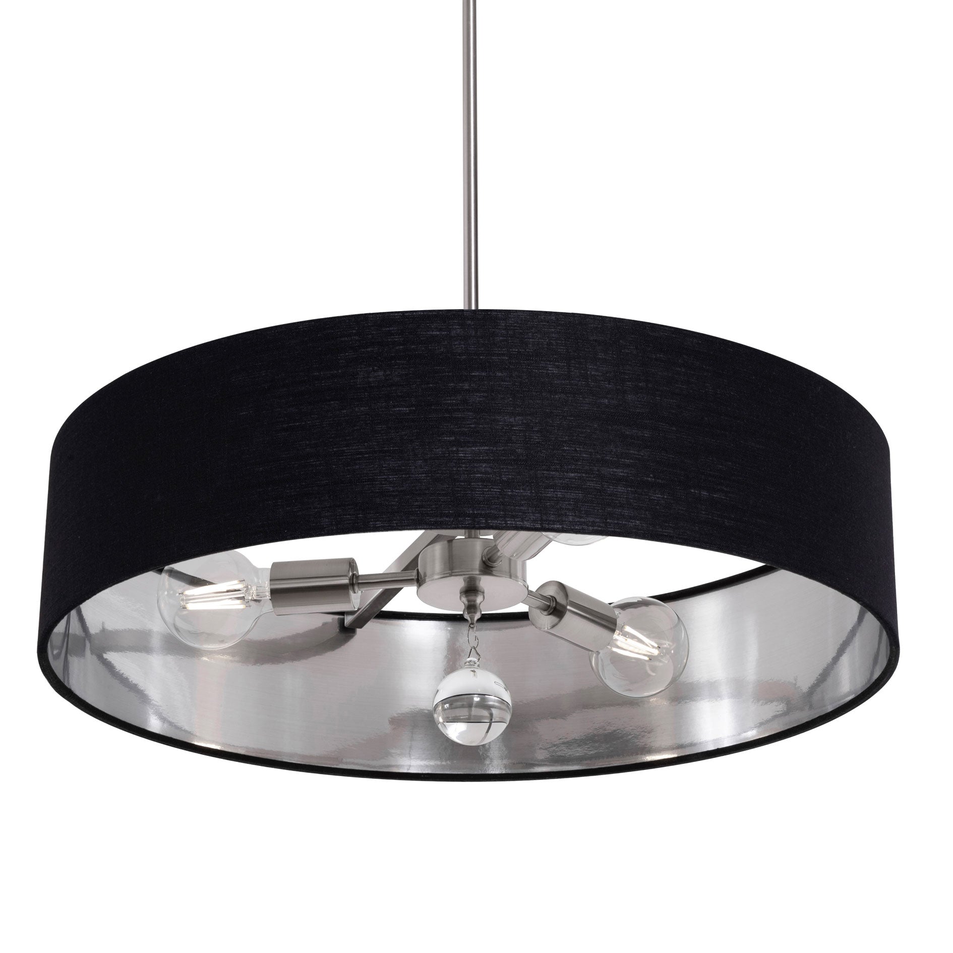 AFX Lighting CLNP24MBSN-BKSL Celine Pendant Light 24 Inch Medium Base Satin Nickel Finish - Black/Silver shade, 120V