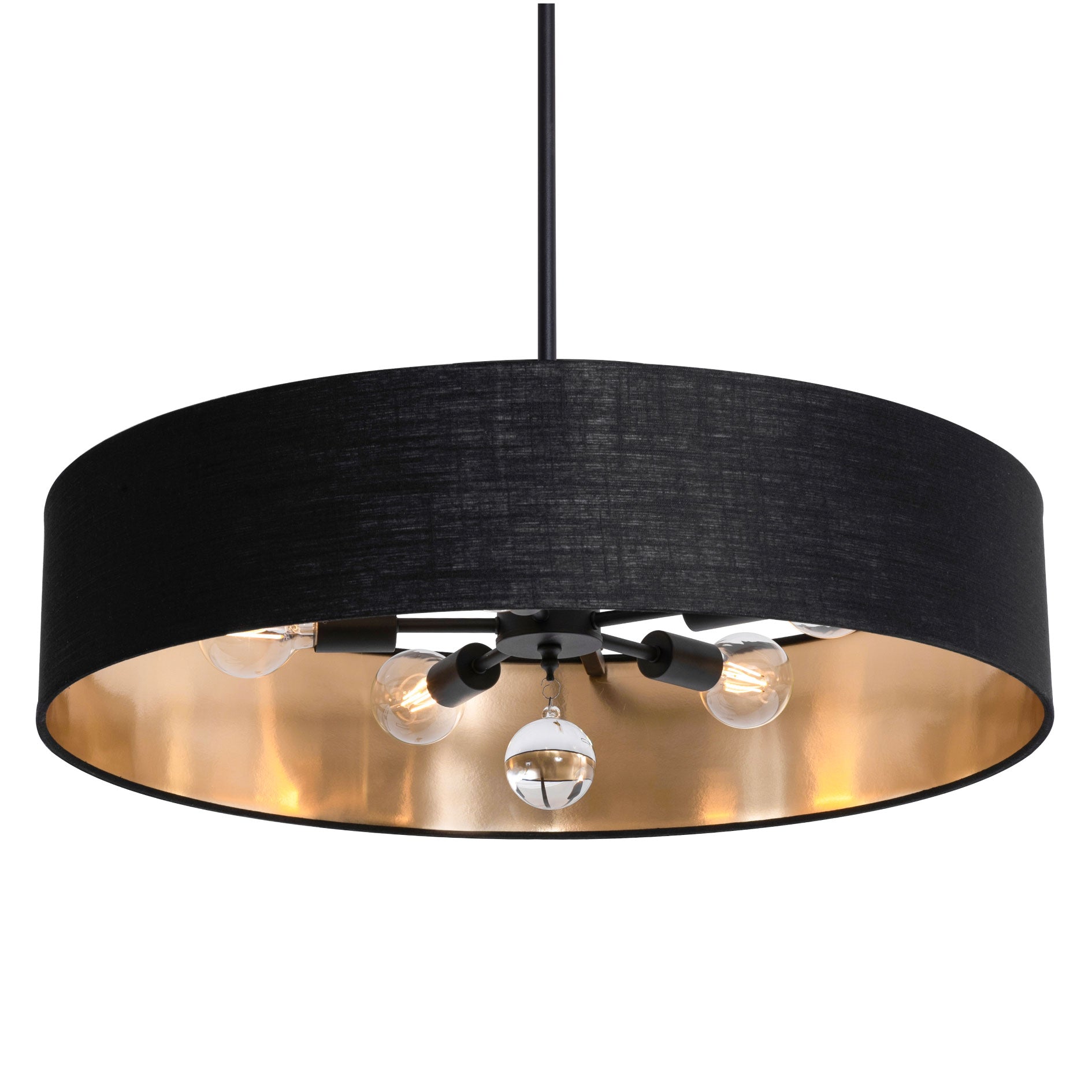 AFX Lighting CLNP30MBBK-BKGD Celine 30 Inch LED Pendant Light Medium Base Black Finish - Black/Gold shade