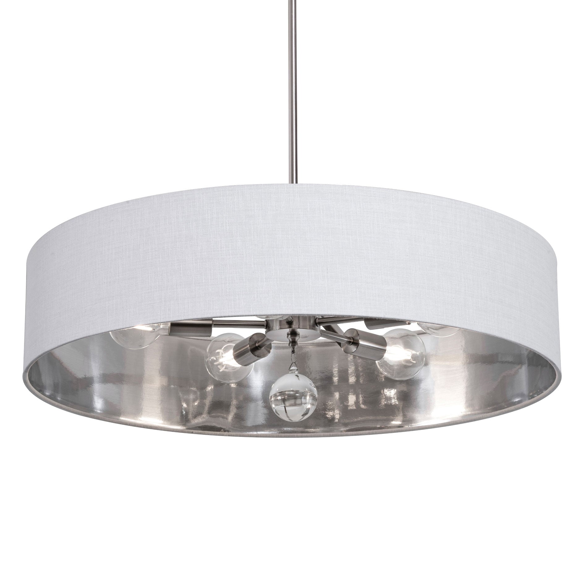 AFX Lighting CLNP30MBSN-WHSL Celine 30 Inch LED Pendant Light Medium Base Satin Nickel Finish - White/Silver shade