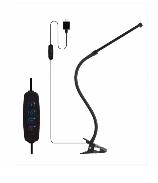 Cyber Tech Lighting CP81HL-BL-CCT 8W LED Clamping Desk Light Black Finish, Dimmable, 3-Color Setting 3000K, 4000K, & 5000K