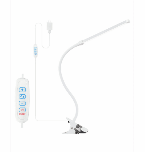 Cyber Tech Lighting CP81HL-WH-CCT 8W LED Clamping Desk Light White Finish, Dimmable, 3-Color Setting 3000K, 4000K, & 5000K