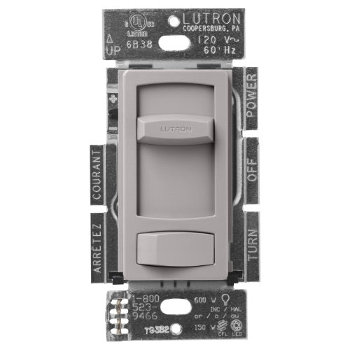 Lutron CTCL-153P-GR Skylark Contour LED + Dimmer Switch for LED & Incandescent Bulbs, 150-Watt/Single-Pole or 3-Way, Gray Finish